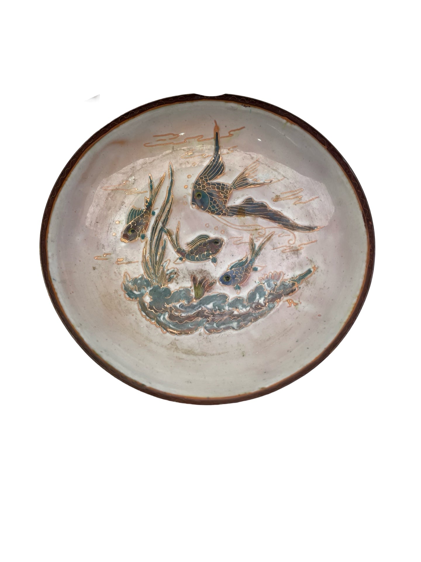 Ensemble de 3 coupelles vintage – Cuivre émaillé – Poissons