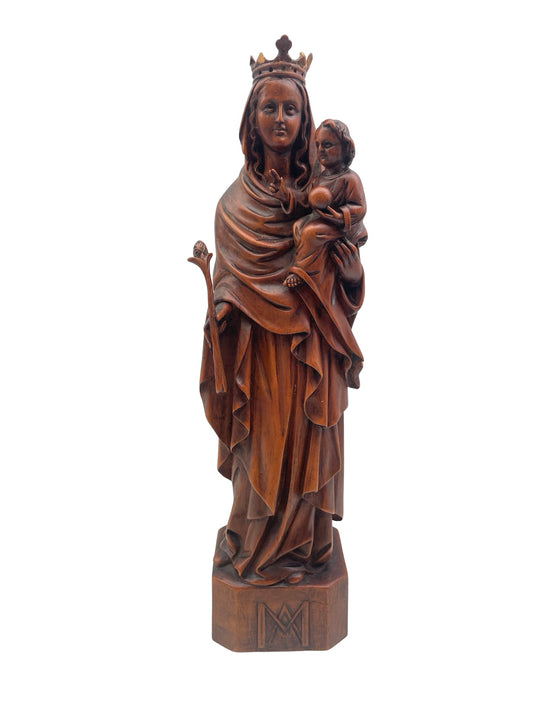 1- Vierge à l’Enfant Jésus – Sculpture en bois, XIXe siècle