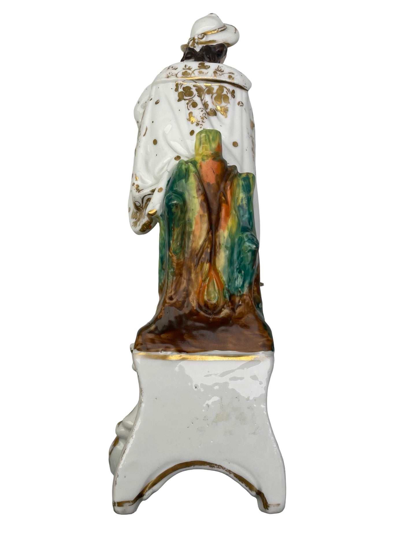 Plumier en porcelaine de Vieux Paris musicien à cornemuse