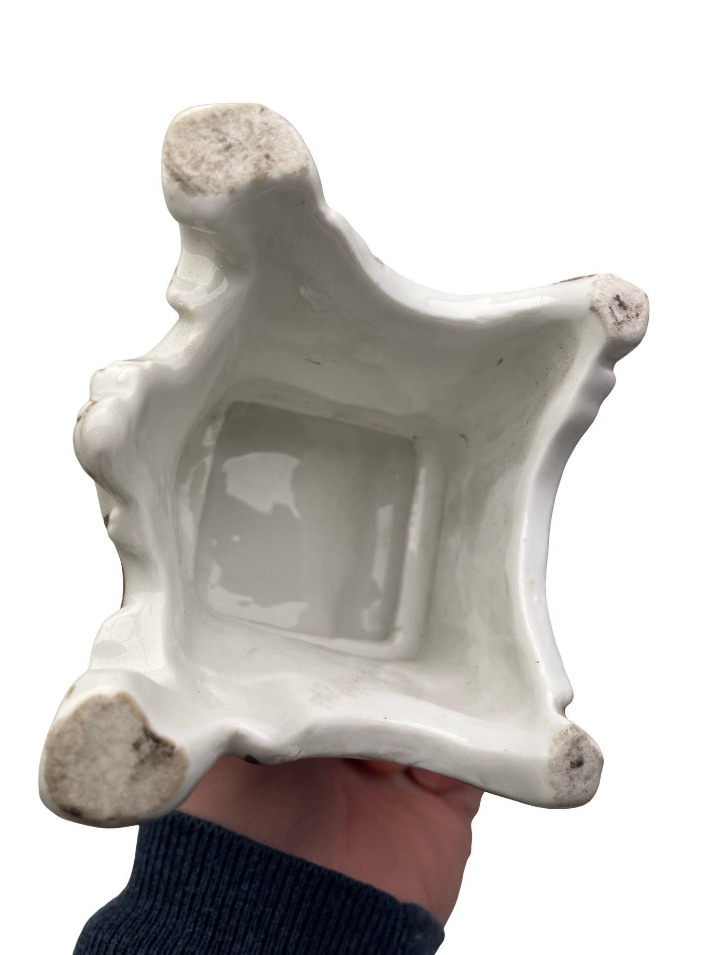 Plumier en porcelaine de Vieux Paris musicien à cornemuse