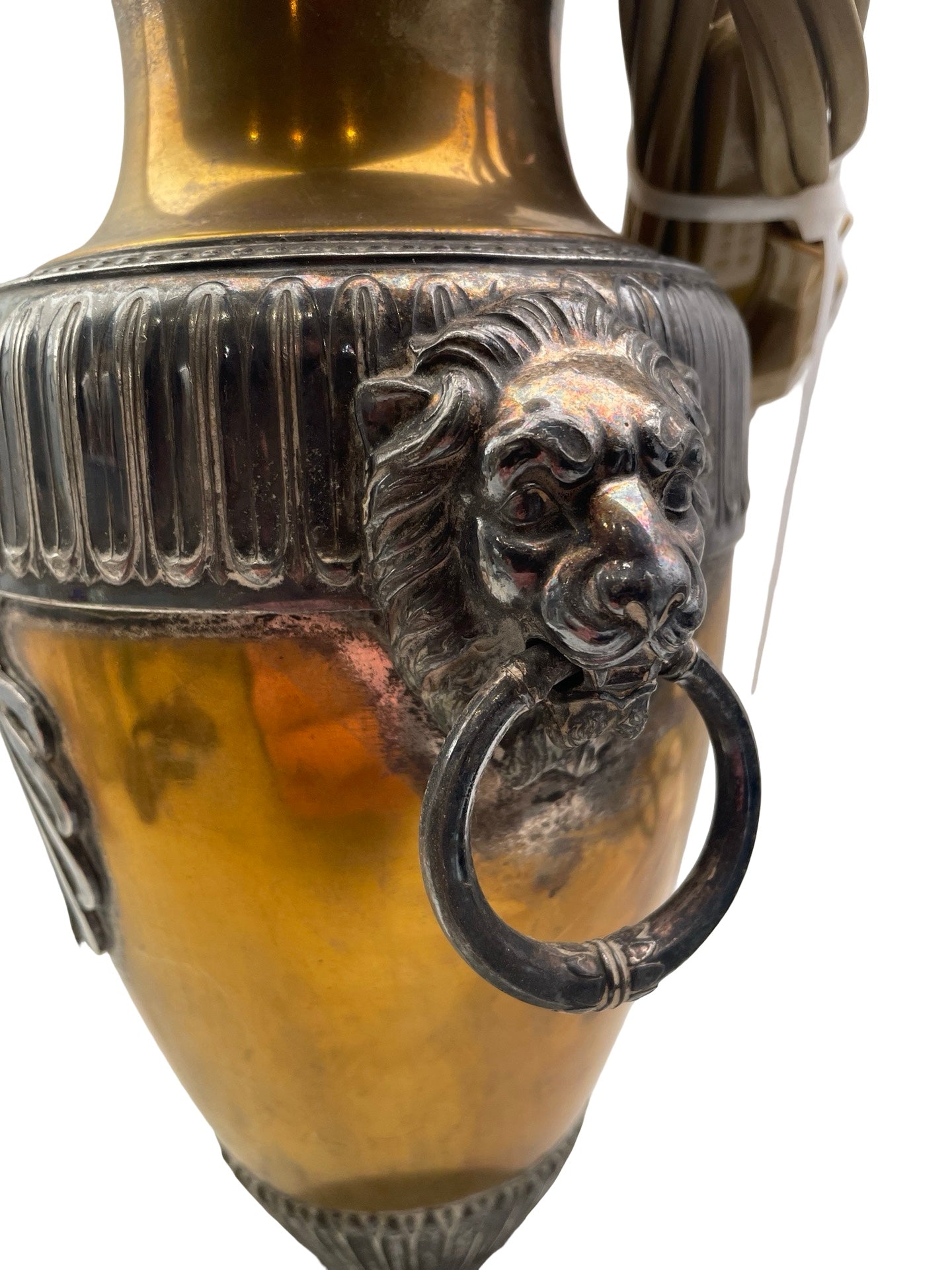 1 - Pied de lampe Art Nouveau Orivit – Vers 1900 – Métal argenté & étain