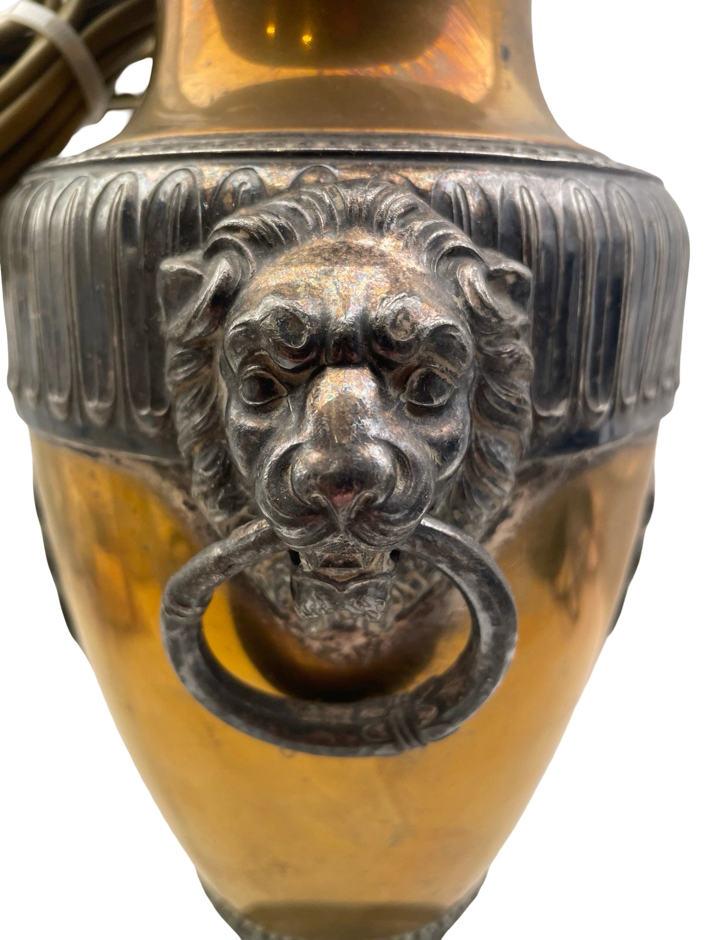 1 - Pied de lampe Art Nouveau Orivit – Vers 1900 – Métal argenté & étain