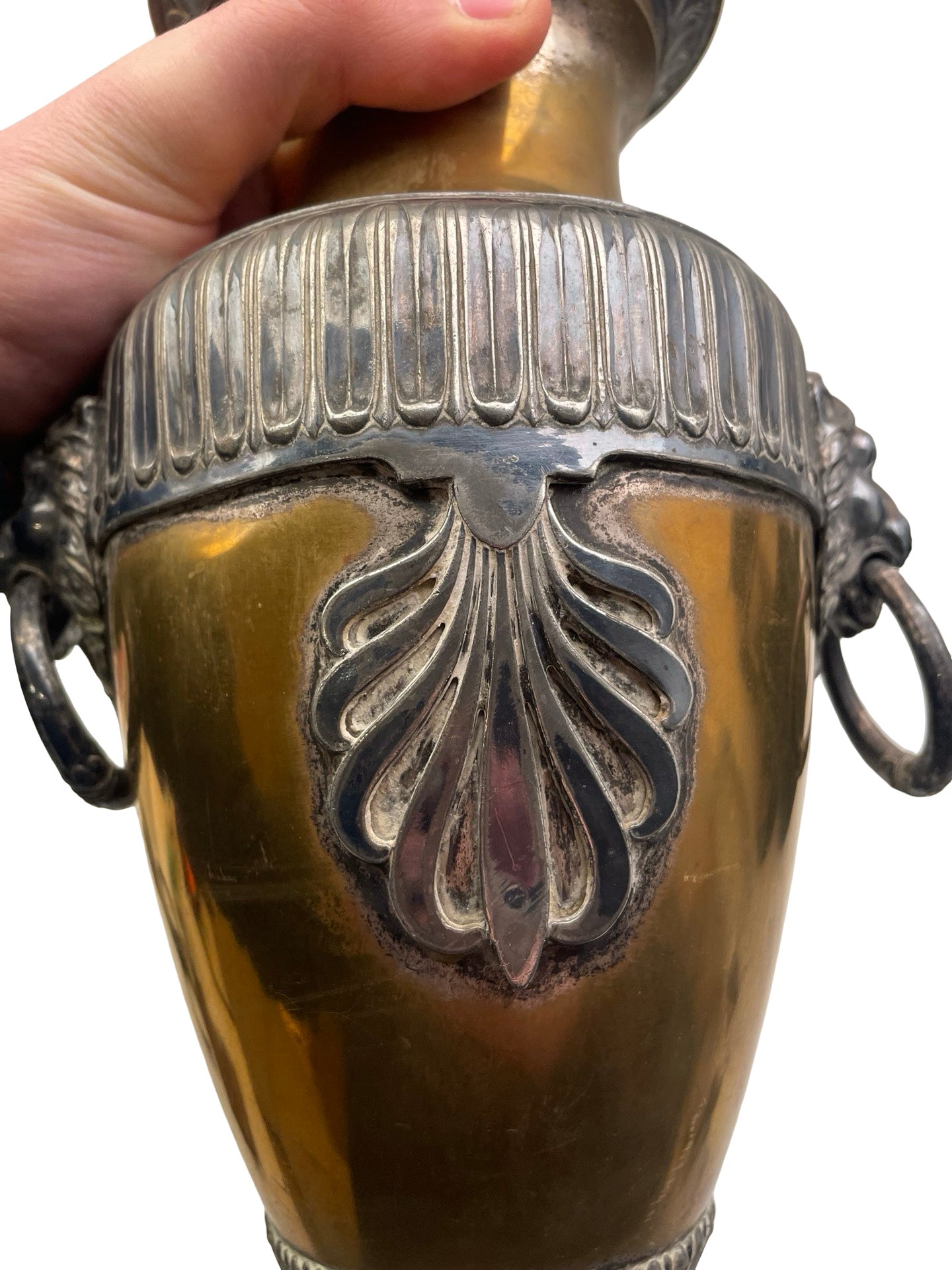 1 - Pied de lampe Art Nouveau Orivit – Vers 1900 – Métal argenté & étain