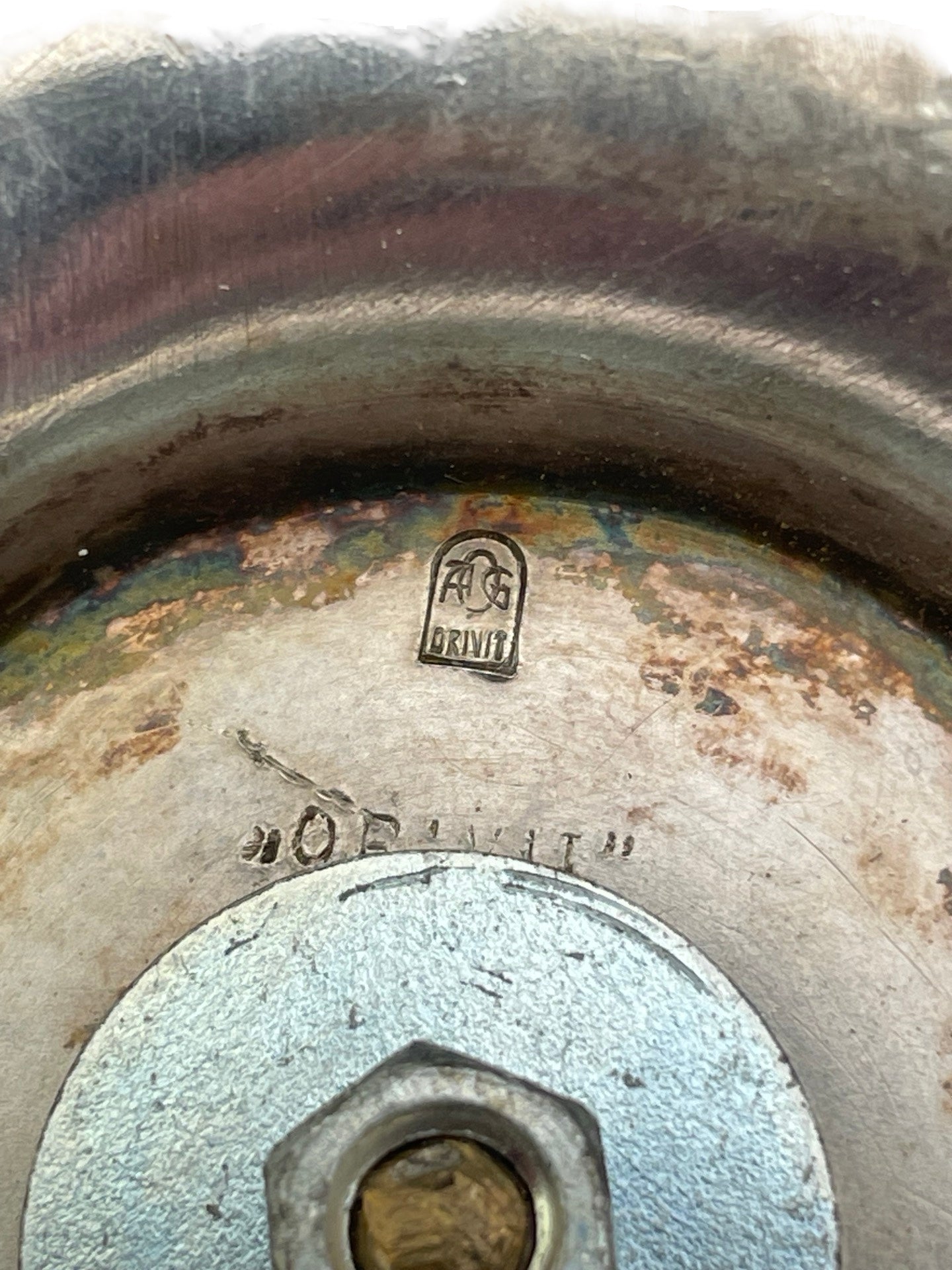 1 - Pied de lampe Art Nouveau Orivit – Vers 1900 – Métal argenté & étain