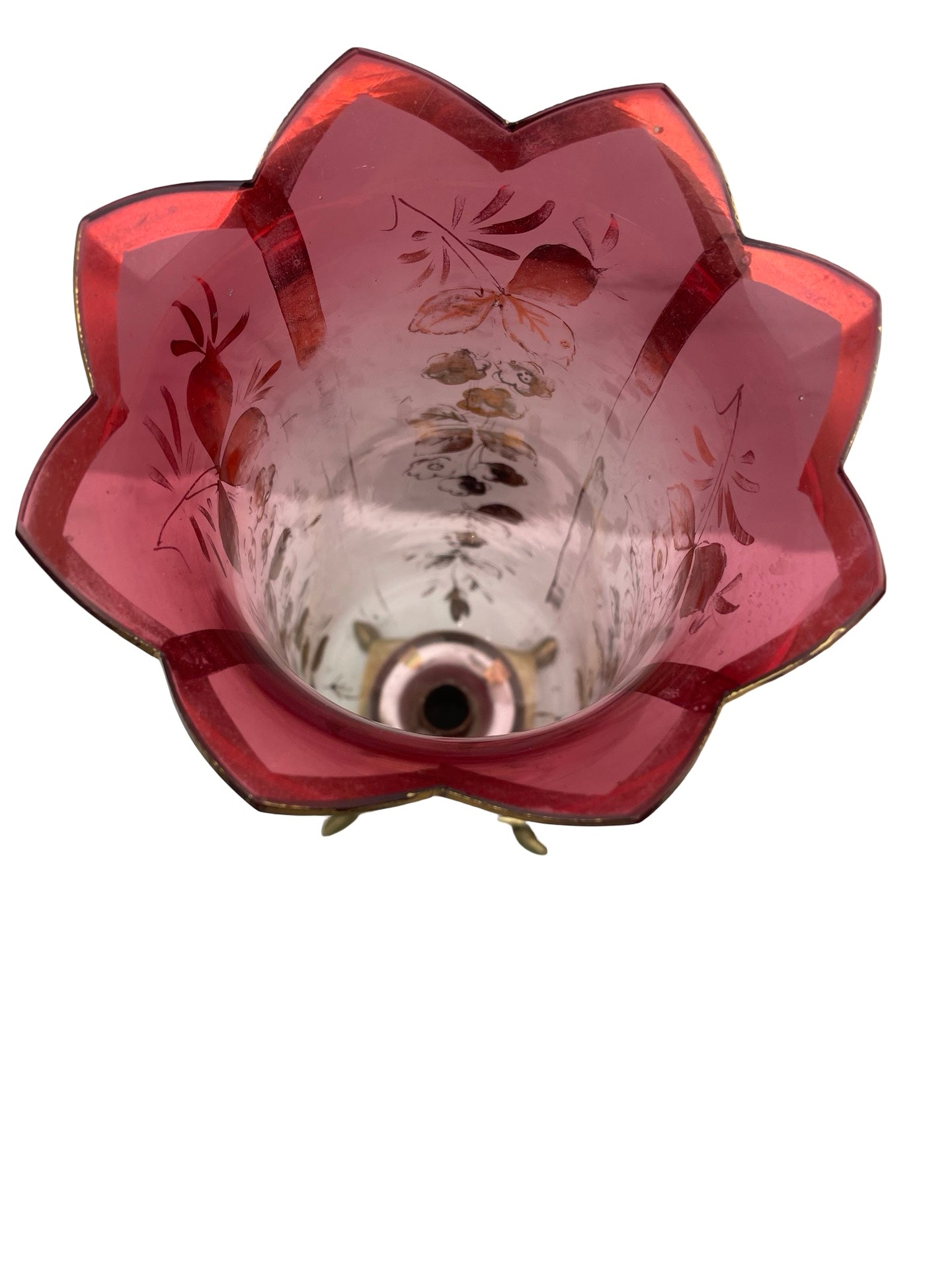 2 - Paire bougeoirs Art Nouveau verreries rouge or 1900