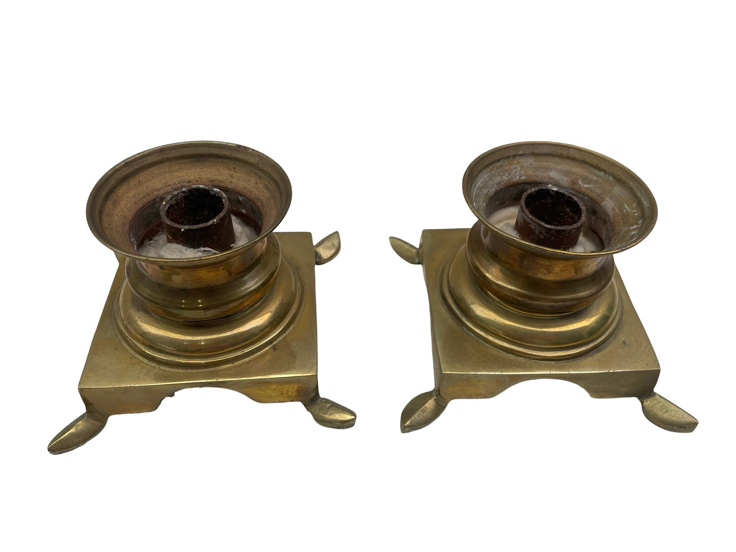 2 - Paire bougeoirs Art Nouveau verreries rouge or 1900