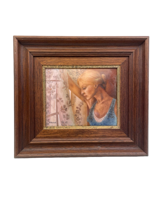 1 - Peinture miniature sur porcelaine signée M. Revert – Circa 1970-1980 – Encadrée