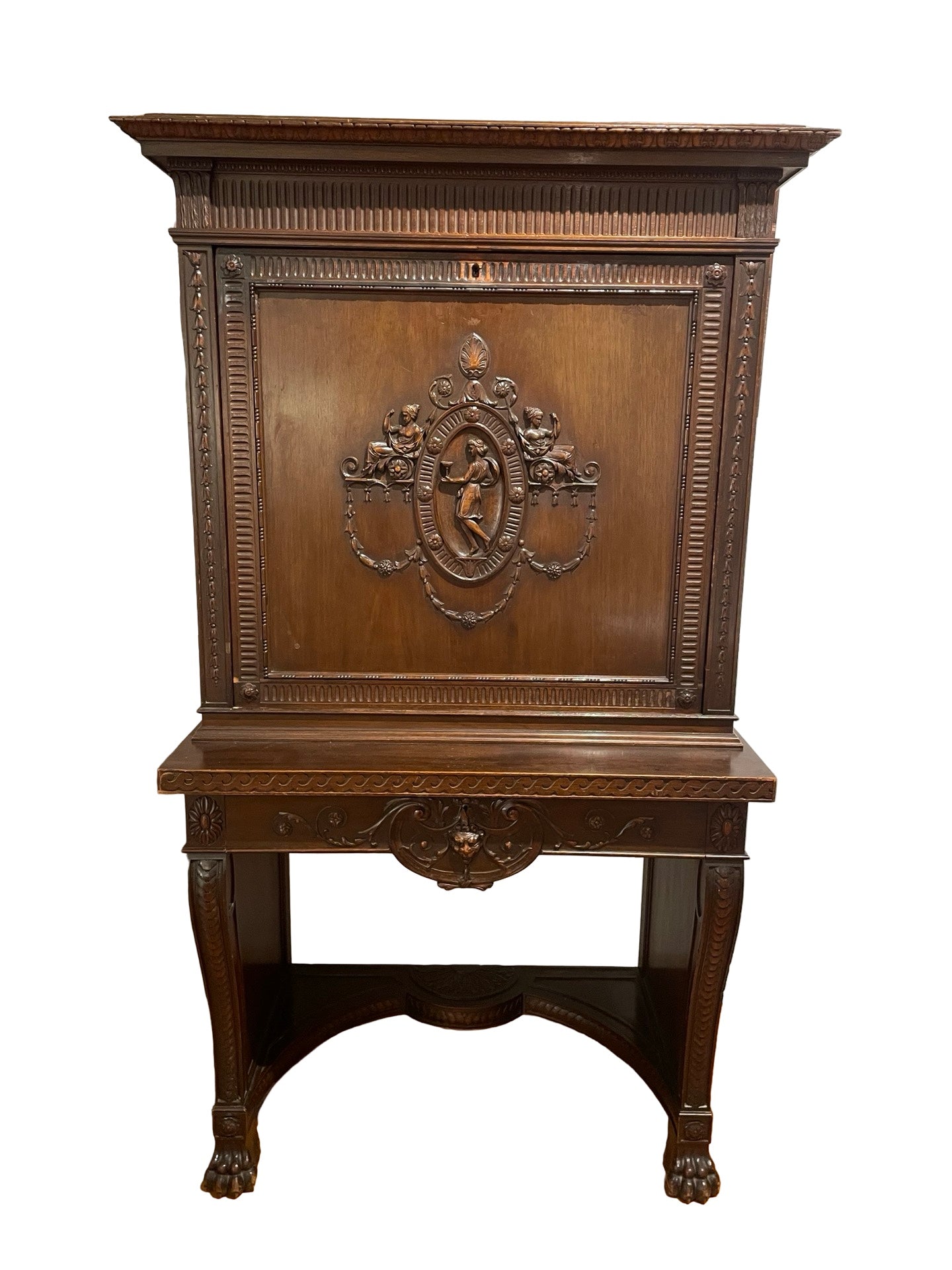 1 - Meuble bar ancien sculpté – Travail russe XIXe