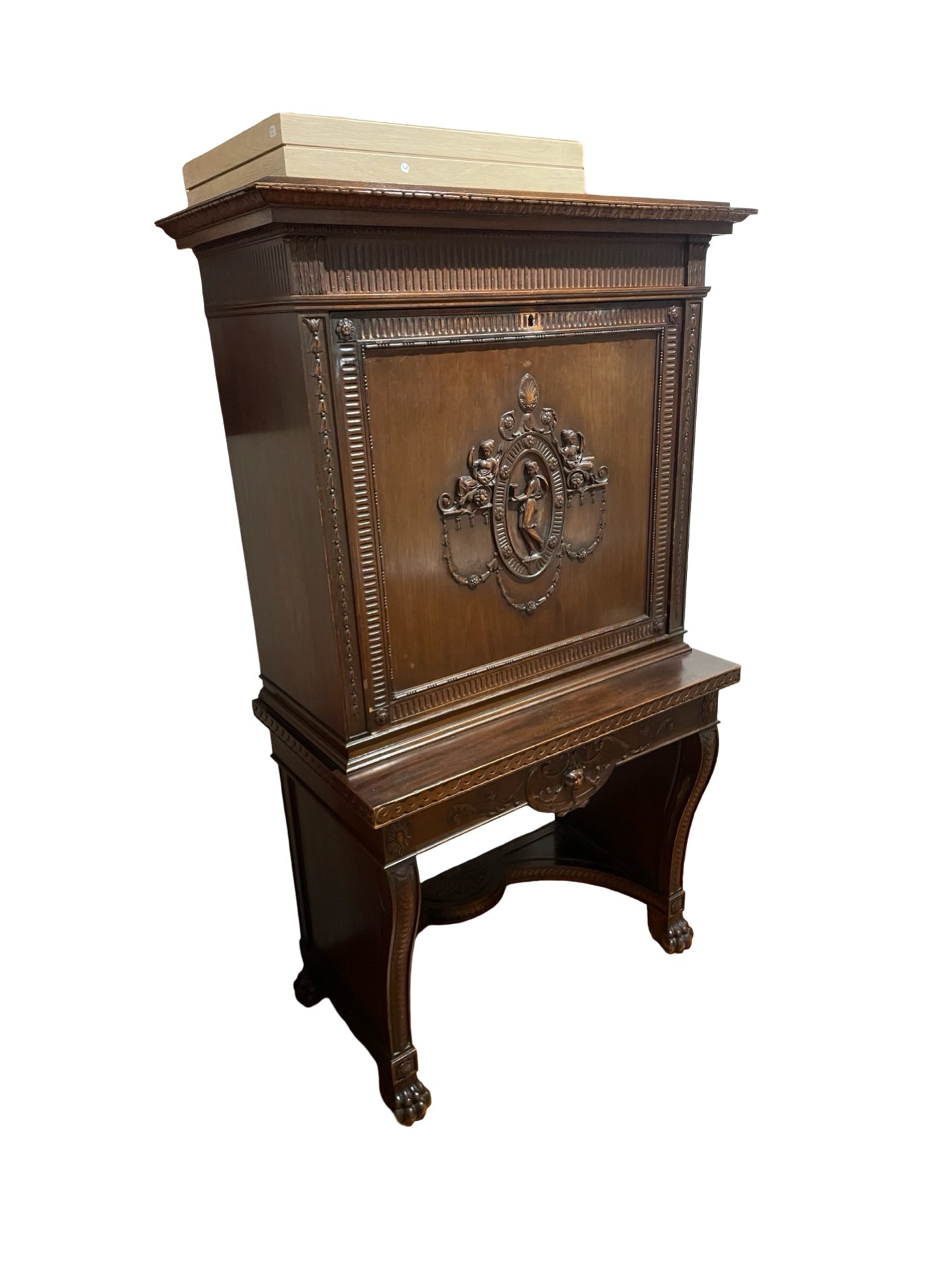 1 - Meuble bar ancien sculpté – Travail russe XIXe