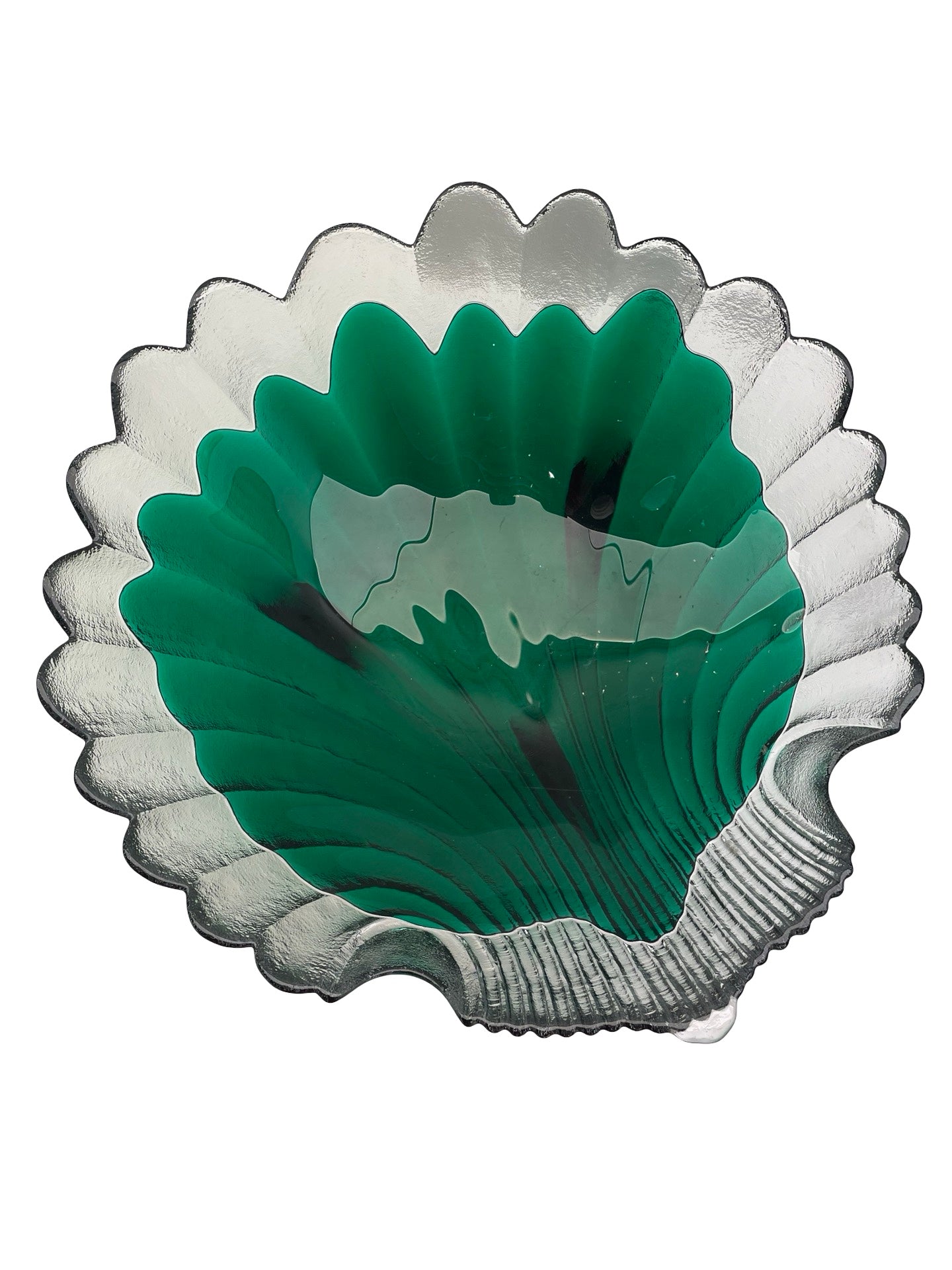 Grande coupe en verre coquille vert Italie vintage