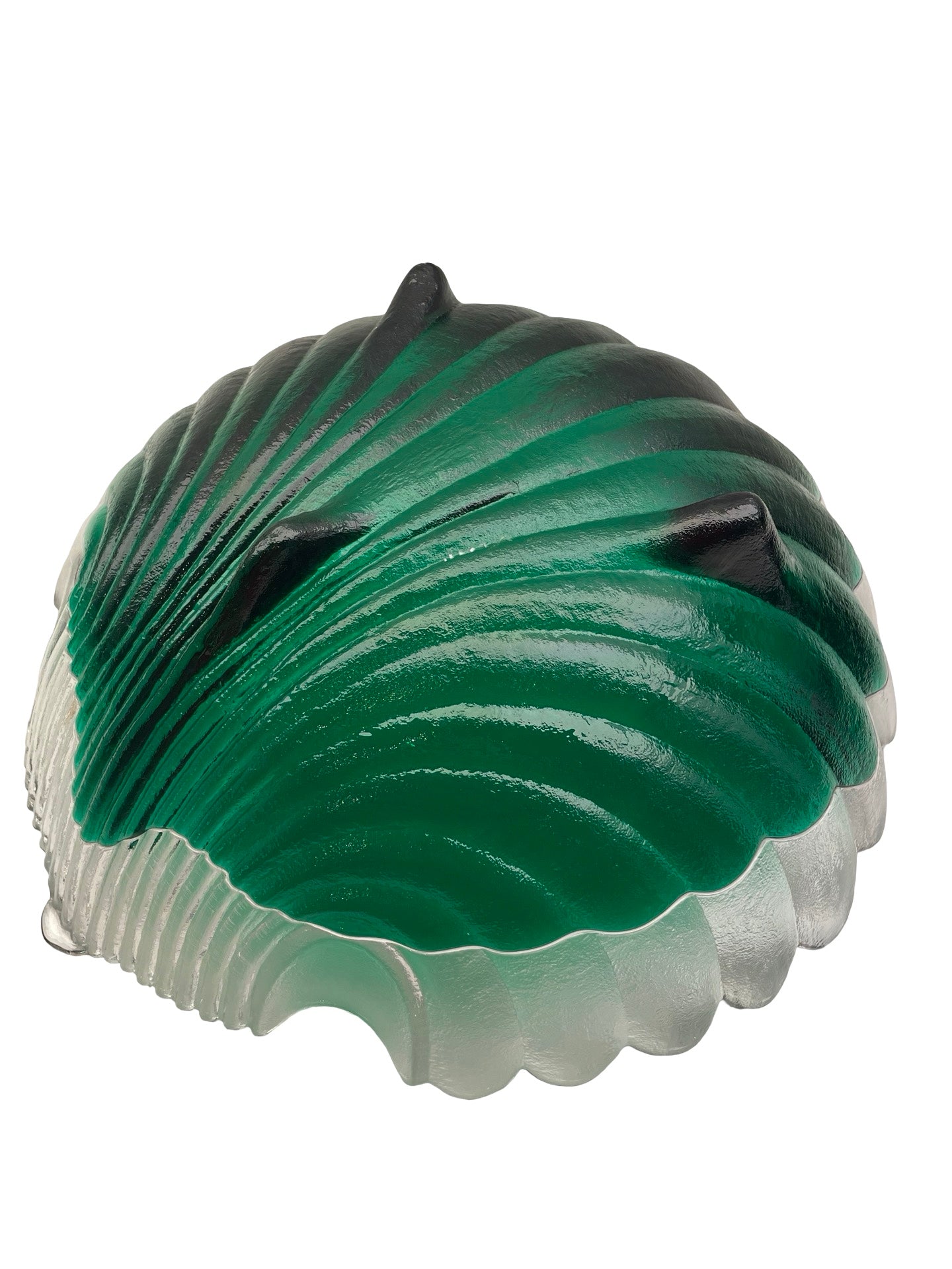 Grande coupe en verre coquille vert Italie vintage