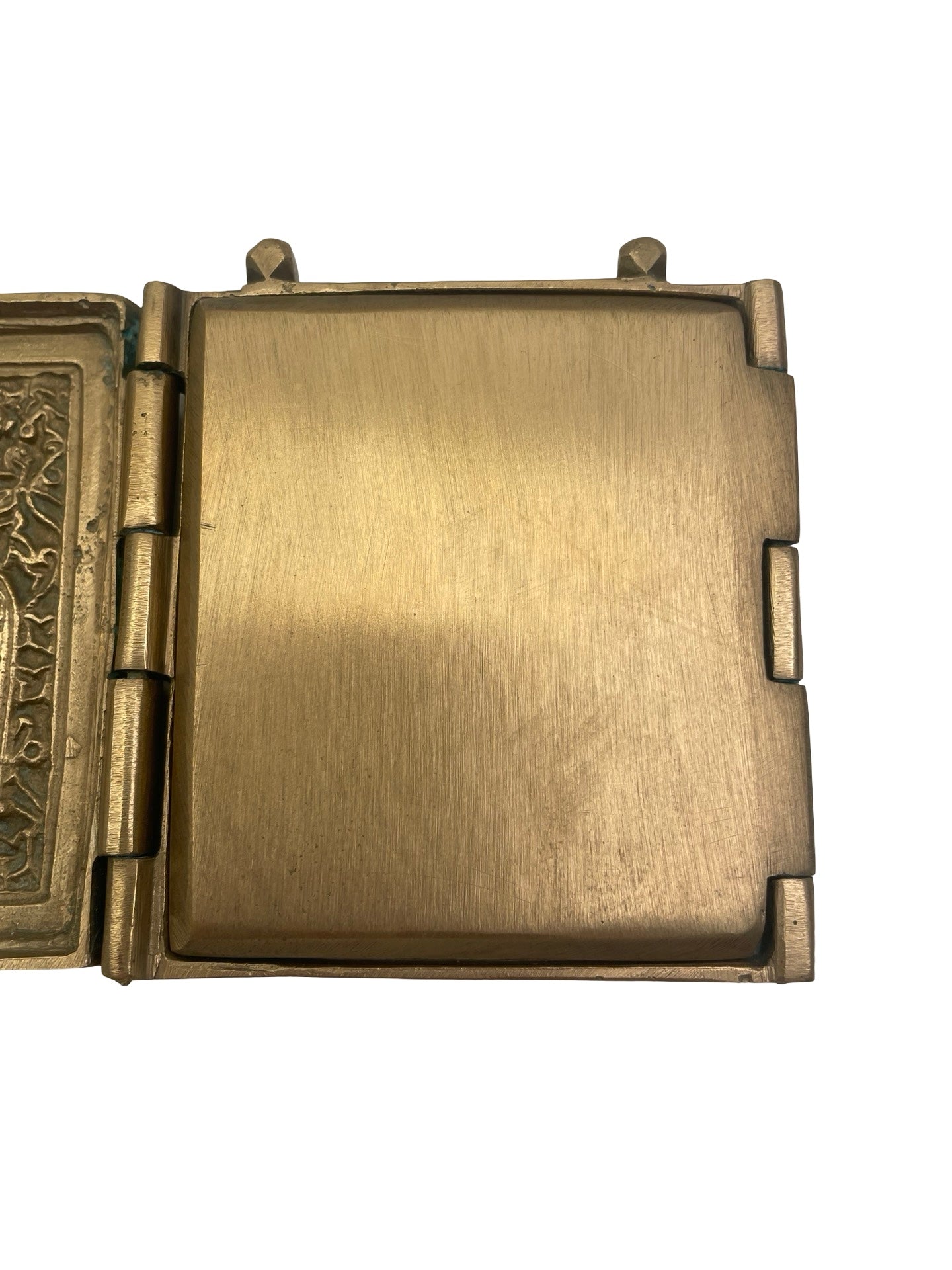 Icône russe triptyque en laiton – Christ Vierge St Jean