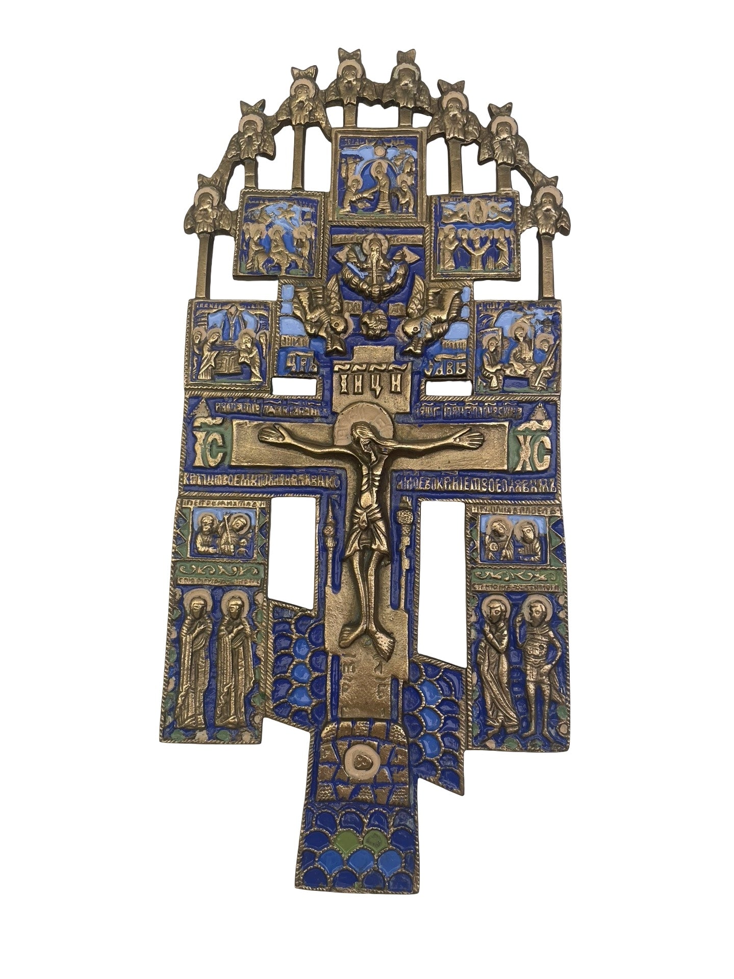 Icône orthodoxe en laiton et émail – Crucifixion