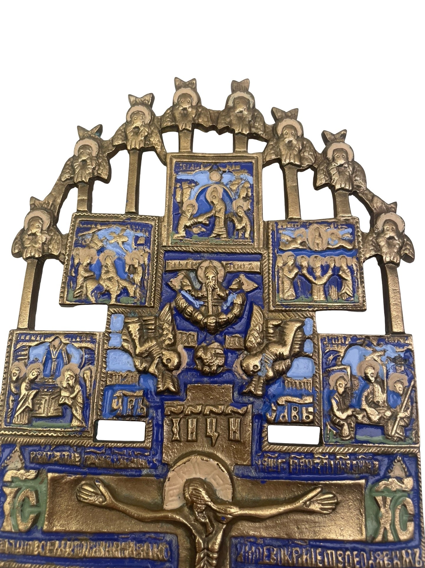 Icône orthodoxe en laiton et émail – Crucifixion