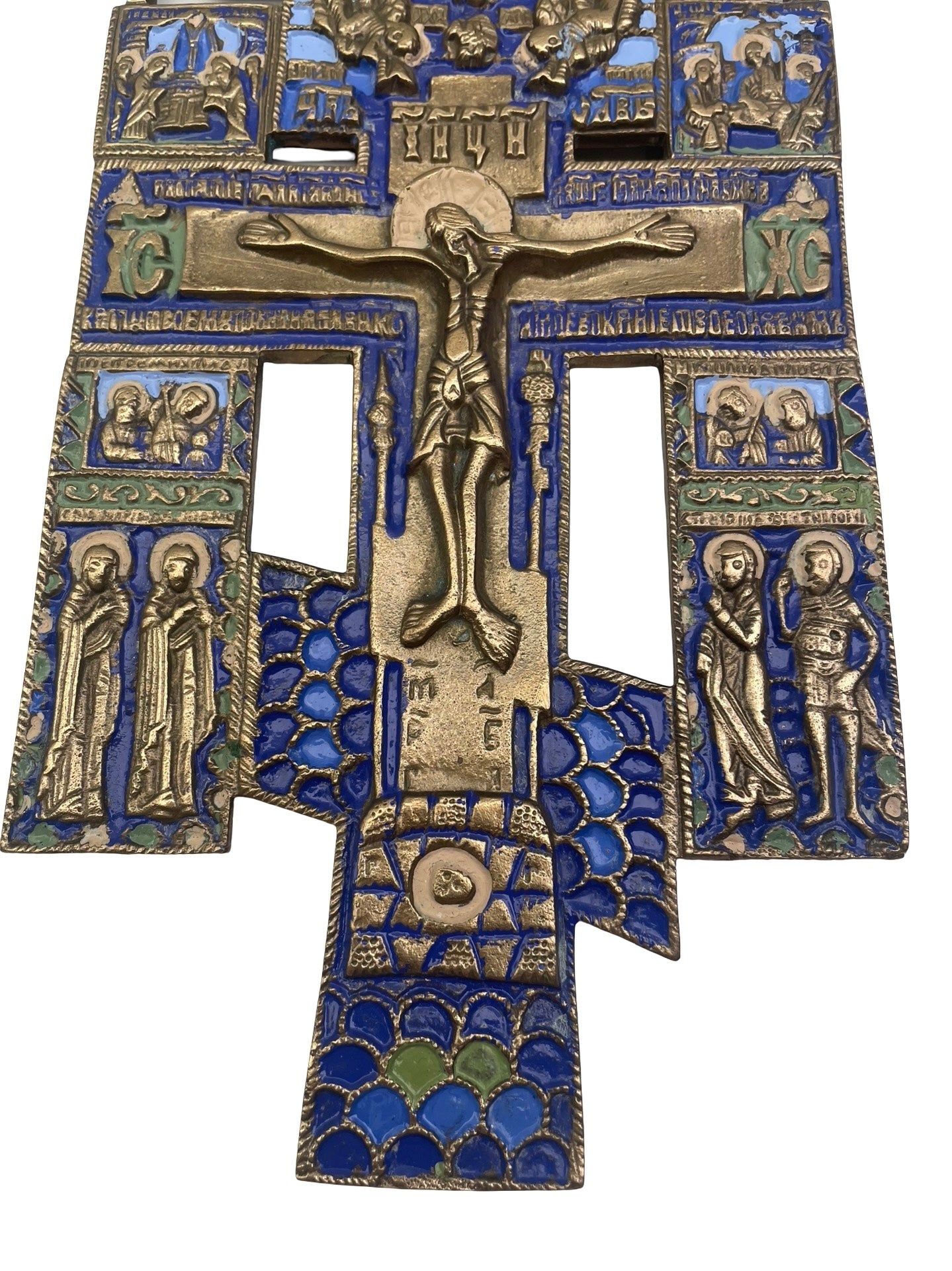 Icône orthodoxe en laiton et émail – Crucifixion