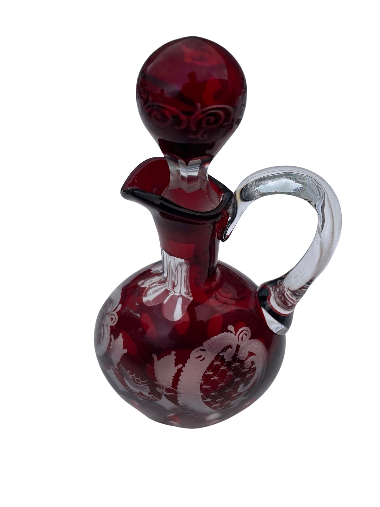 Carafe Rouge Bohème à Décor de Cerf