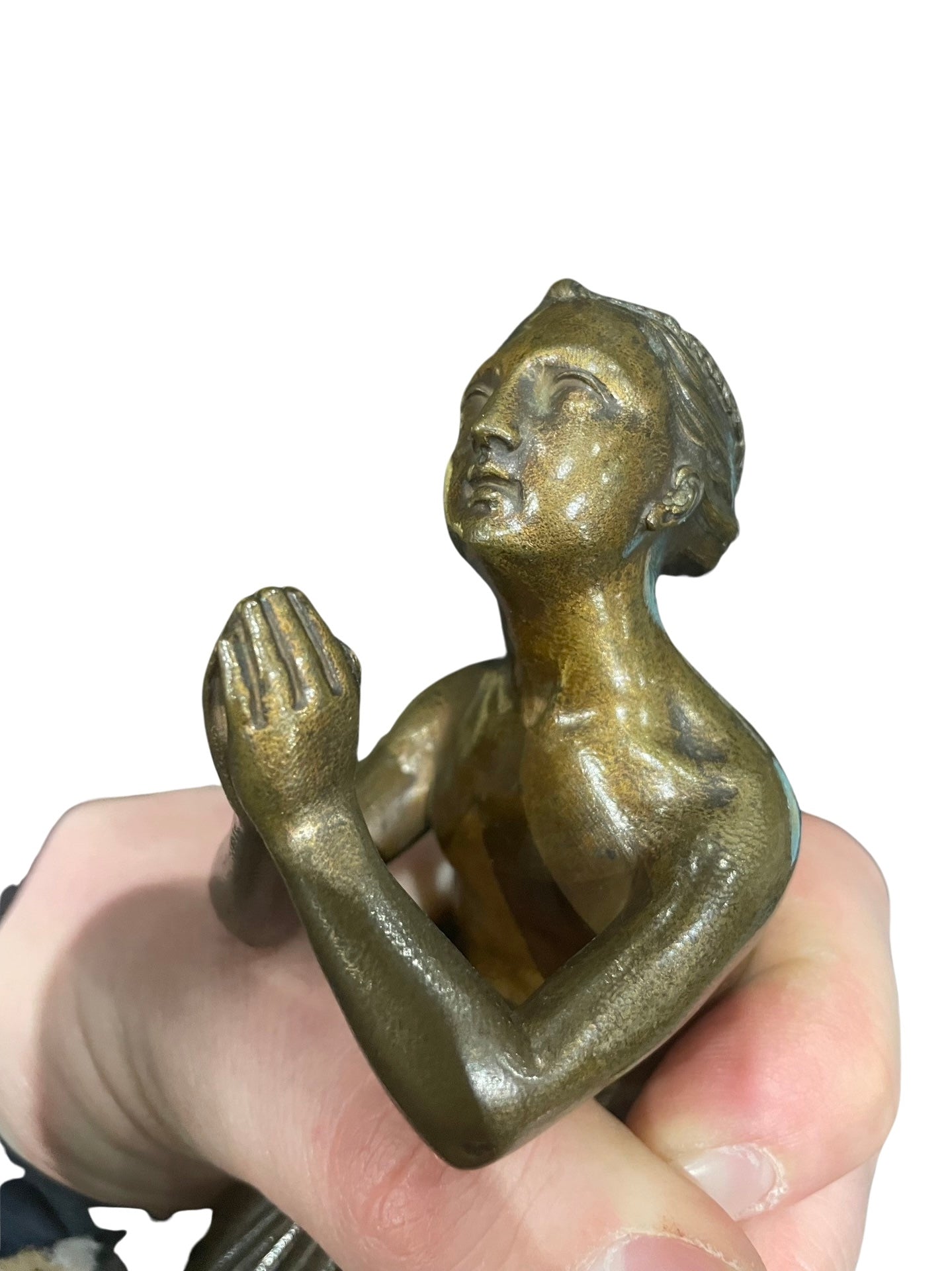 Sculpture en Bronze : Dame en Prière Circa 1900