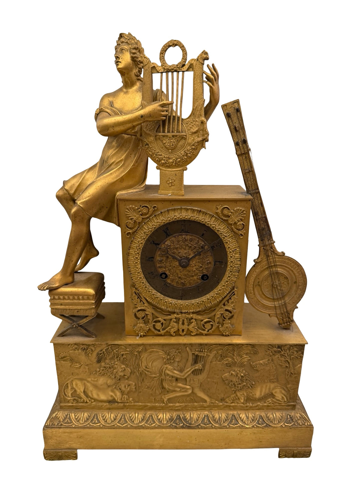 1 - Pendule Empire Orphée à la lyre – Bronze doré XIXe siècle