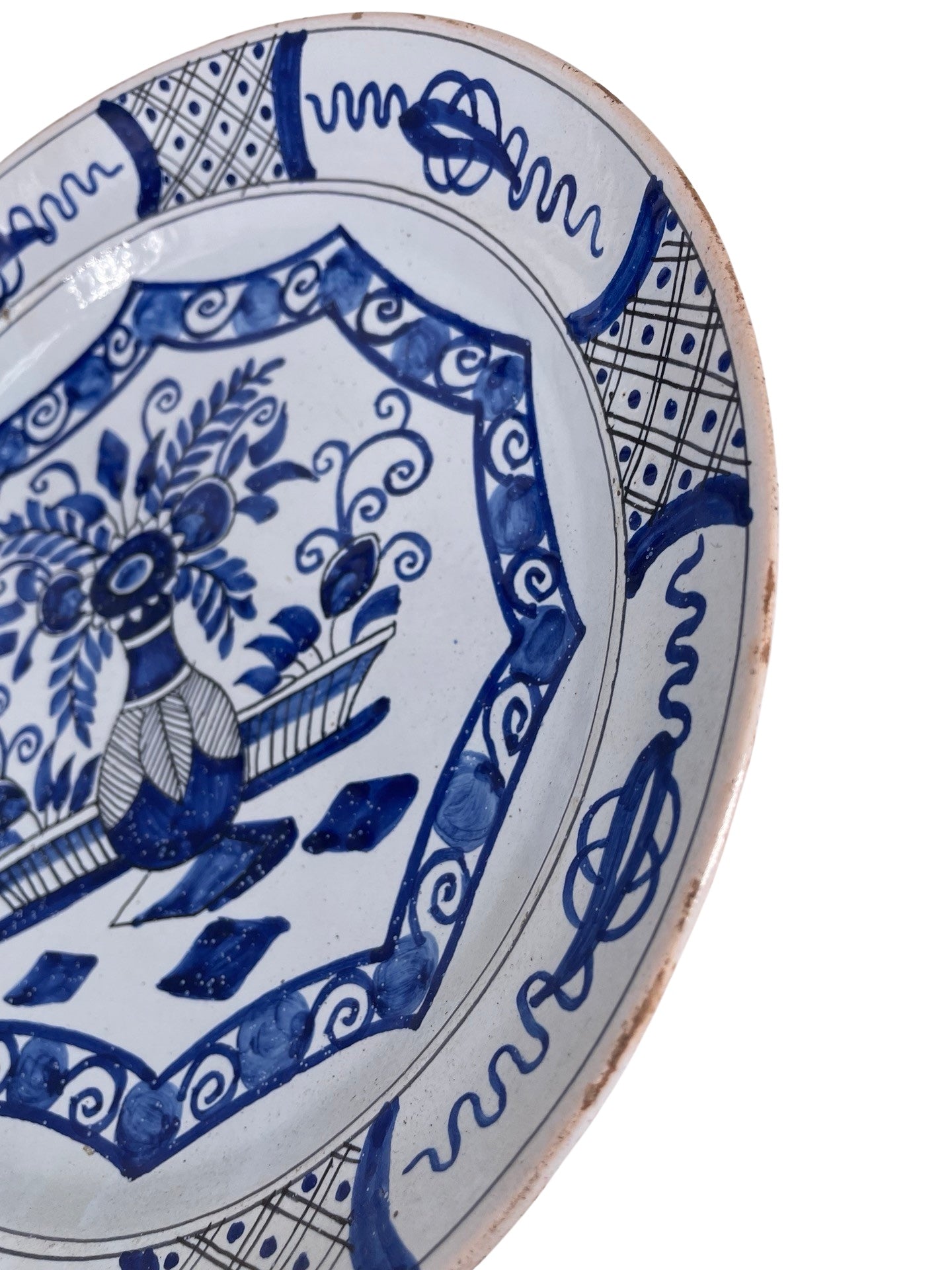 Compotier en Faïence de Desvres Style Delft - Monogrammé AK, Décor Bleu