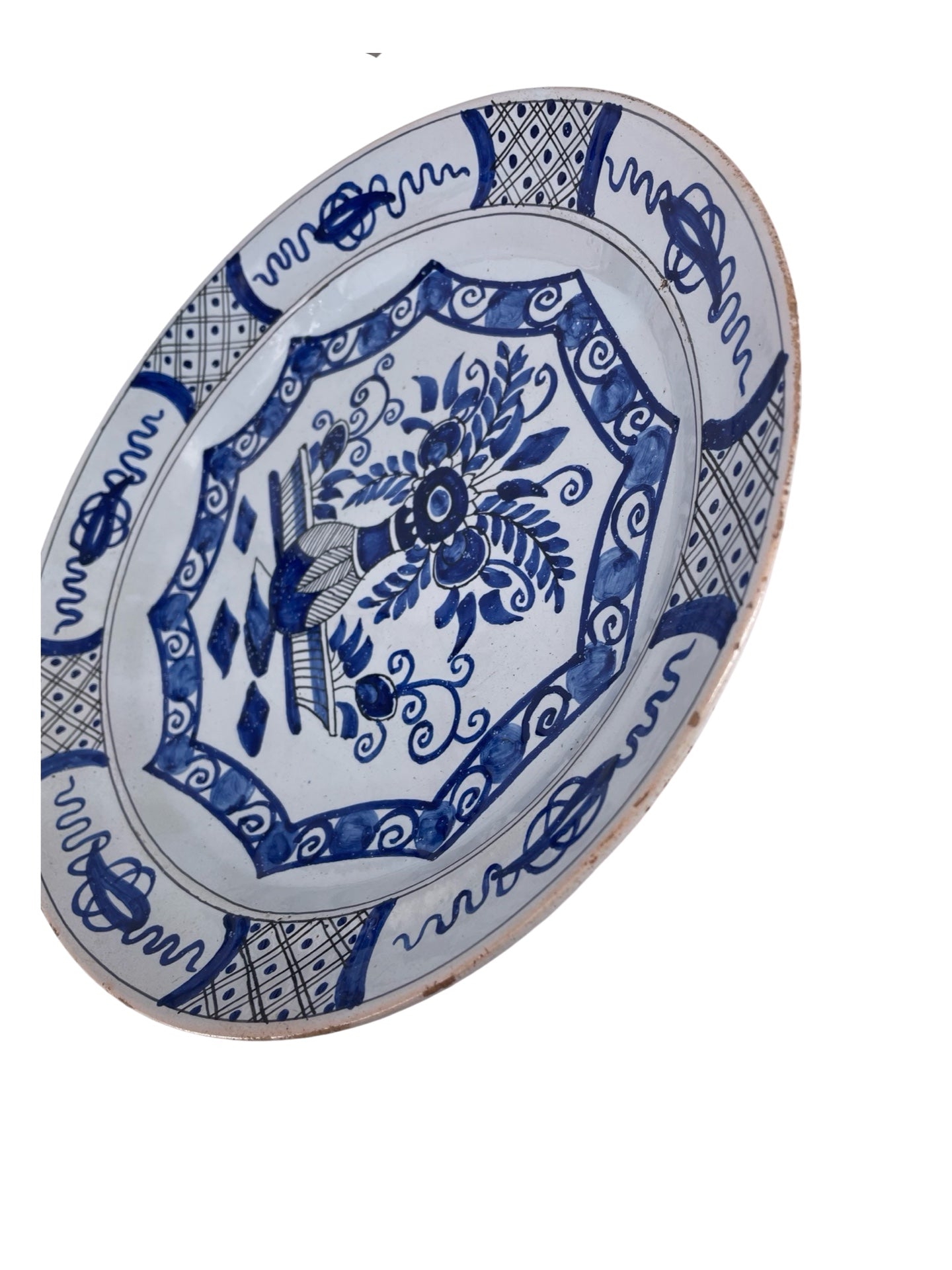 Compotier en Faïence de Desvres Style Delft - Monogrammé AK, Décor Bleu