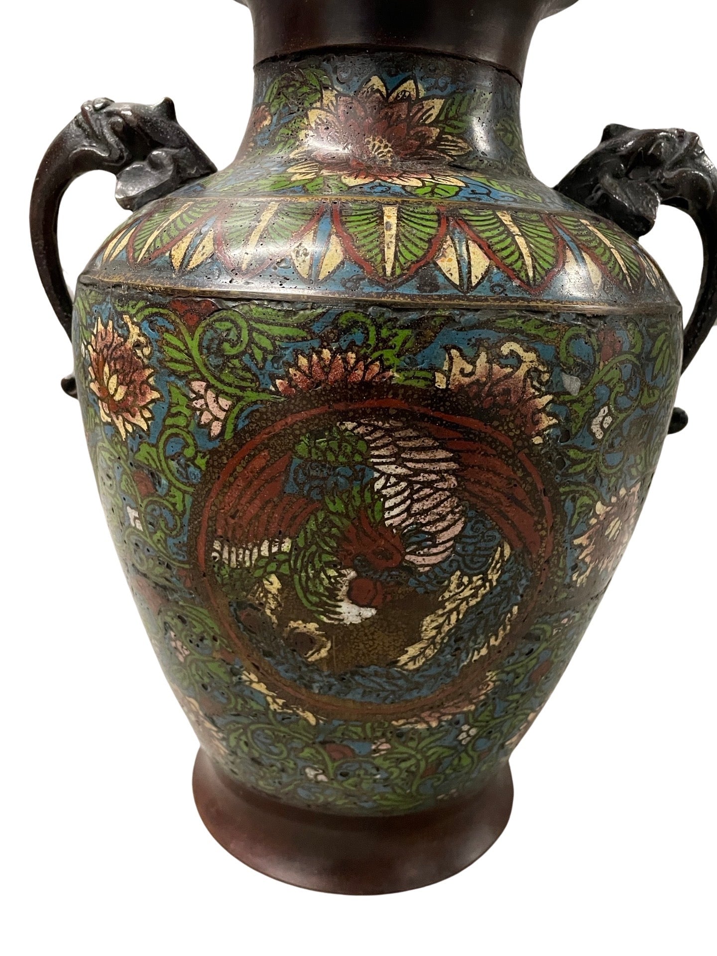 Vase cloisonné à deux anses éléphants - Chine 1900