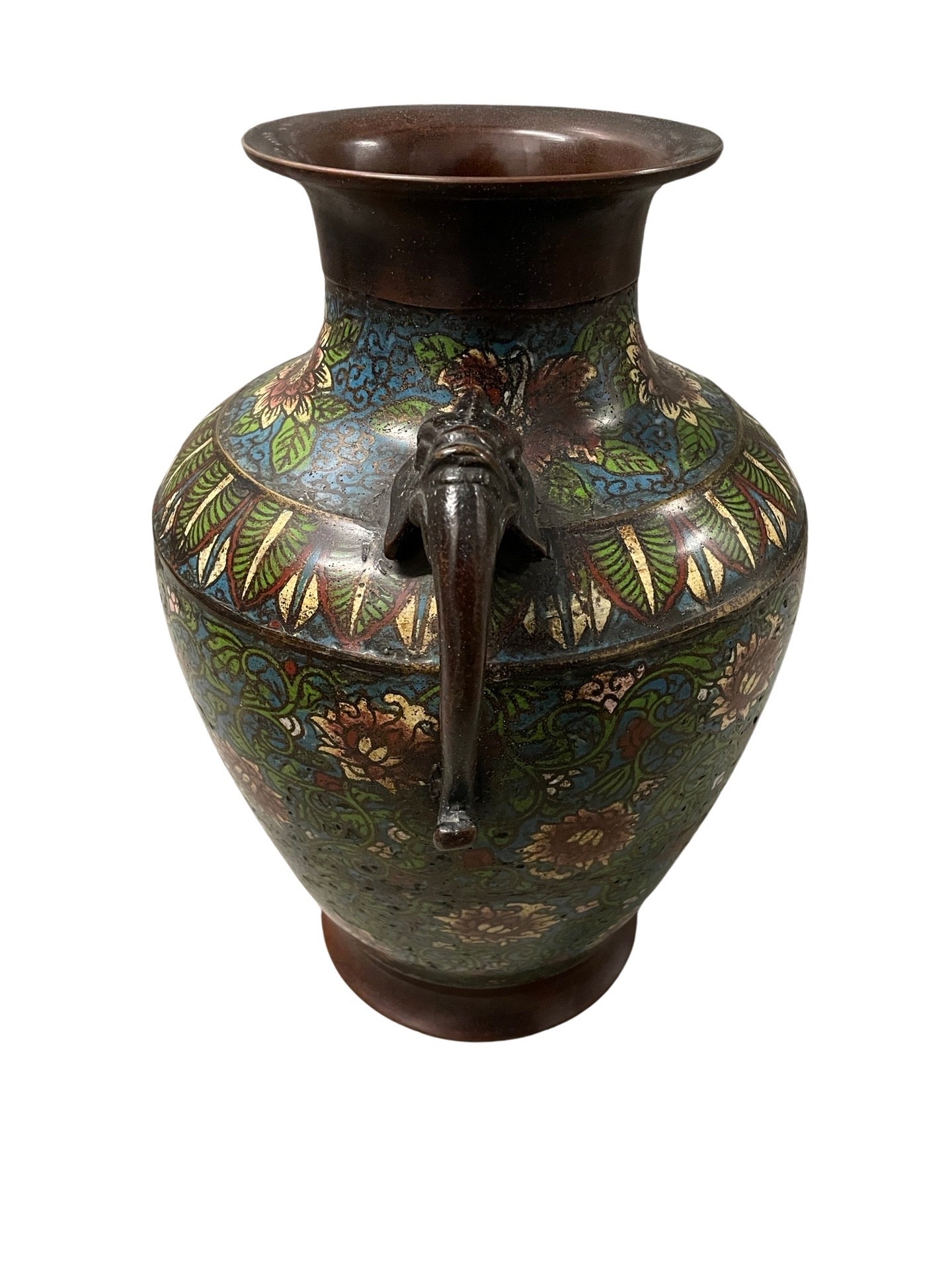 Vase cloisonné à deux anses éléphants - Chine 1900