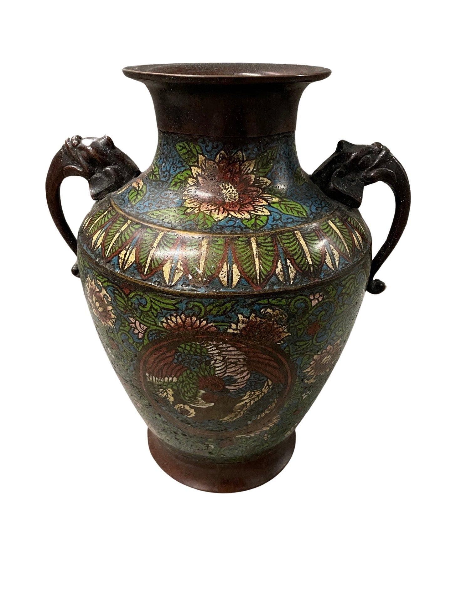 Vase cloisonné à deux anses éléphants - Chine 1900