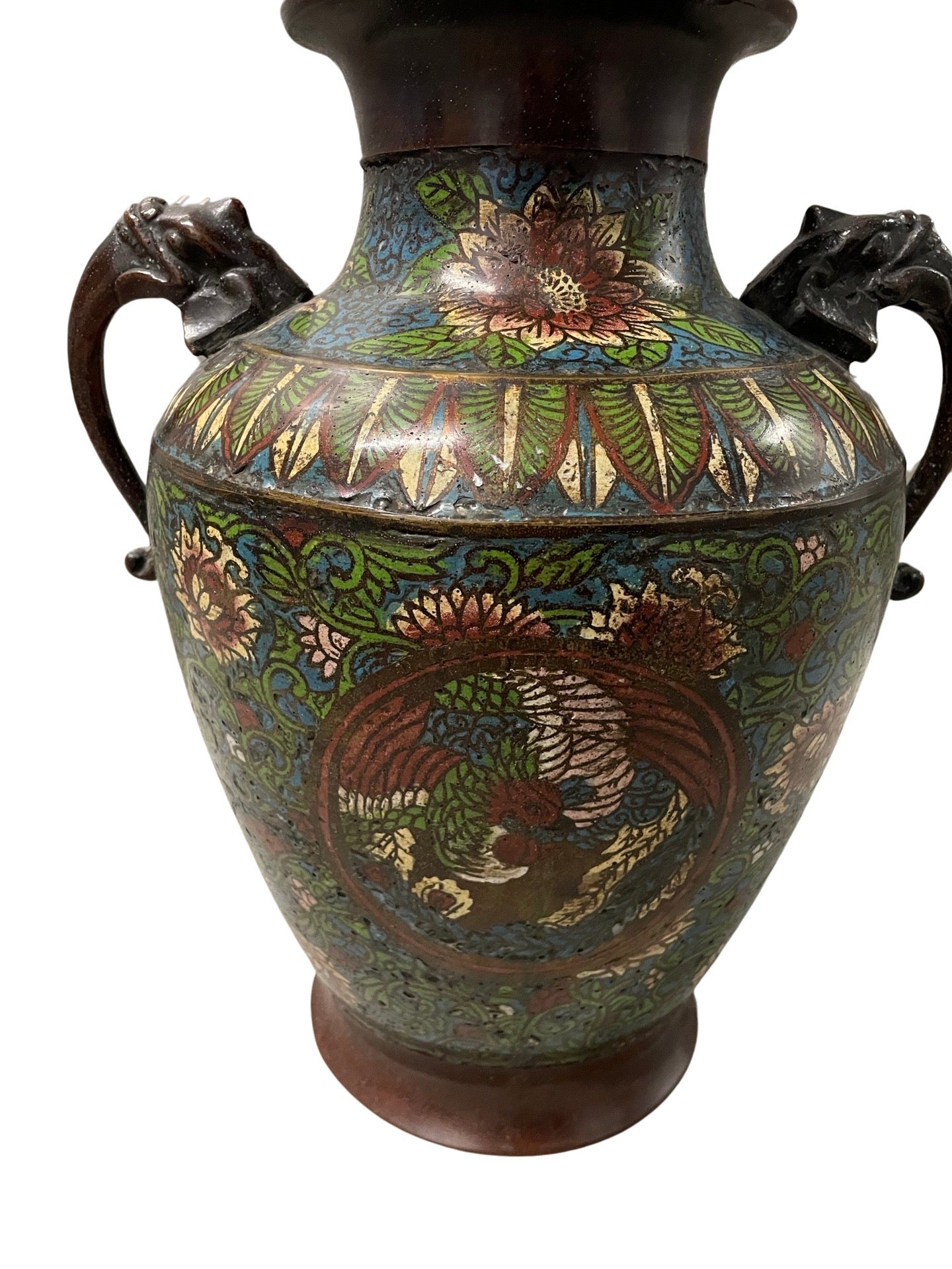 Vase cloisonné à deux anses éléphants - Chine 1900