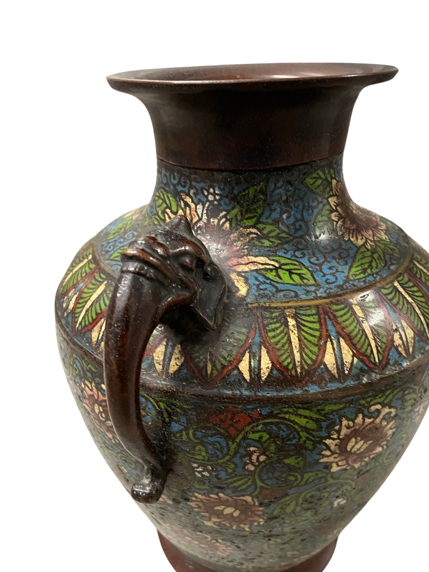 Vase cloisonné à deux anses éléphants - Chine 1900