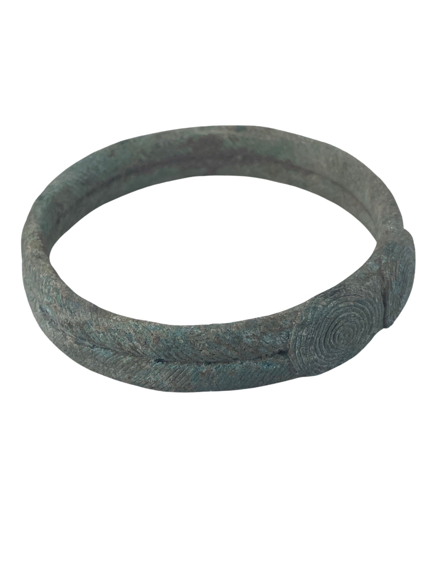 Bracelet en Bronze Vert à Motif Spirale Khmer