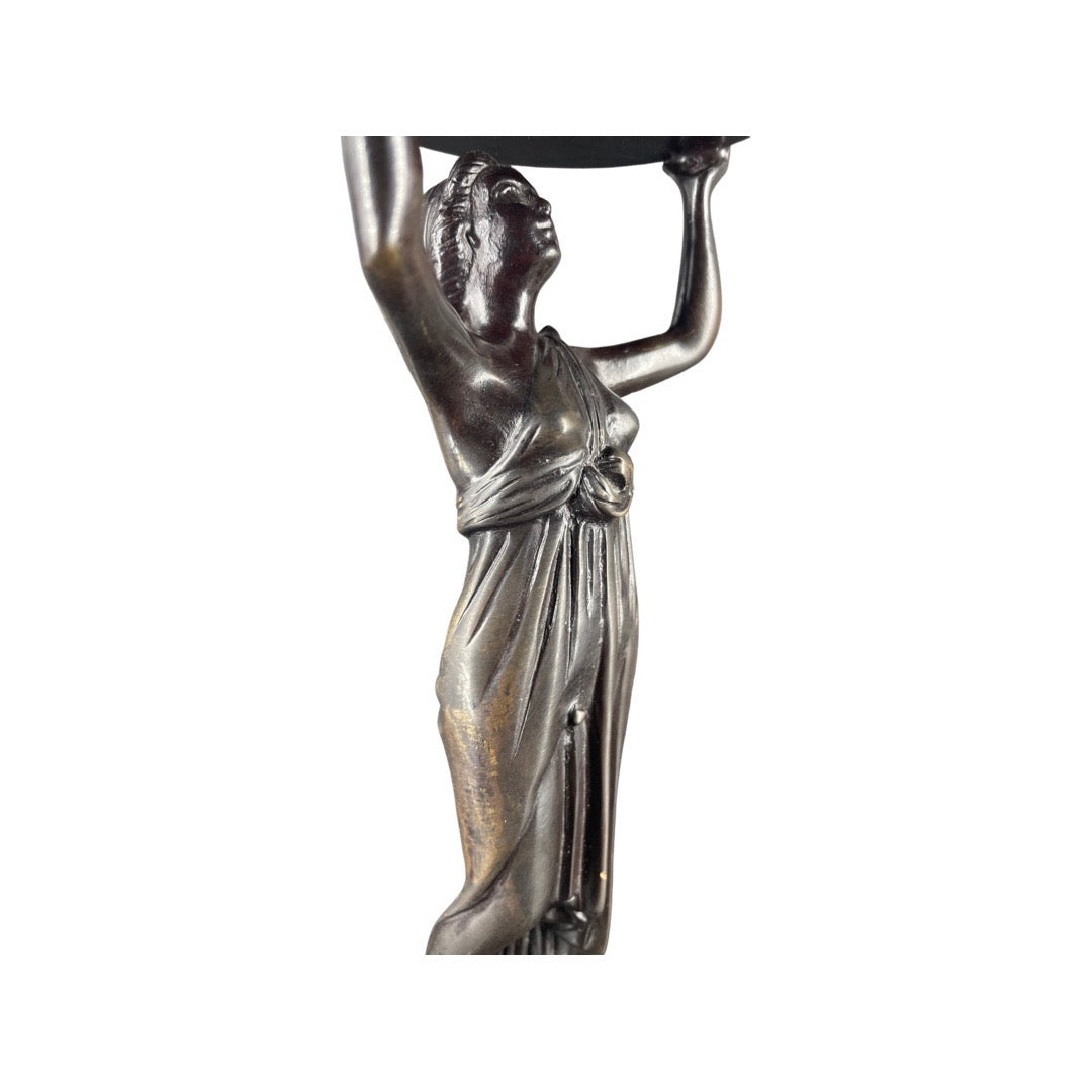 Sculpture Femme en Bronze Tenant une Coupe Socle Marbre