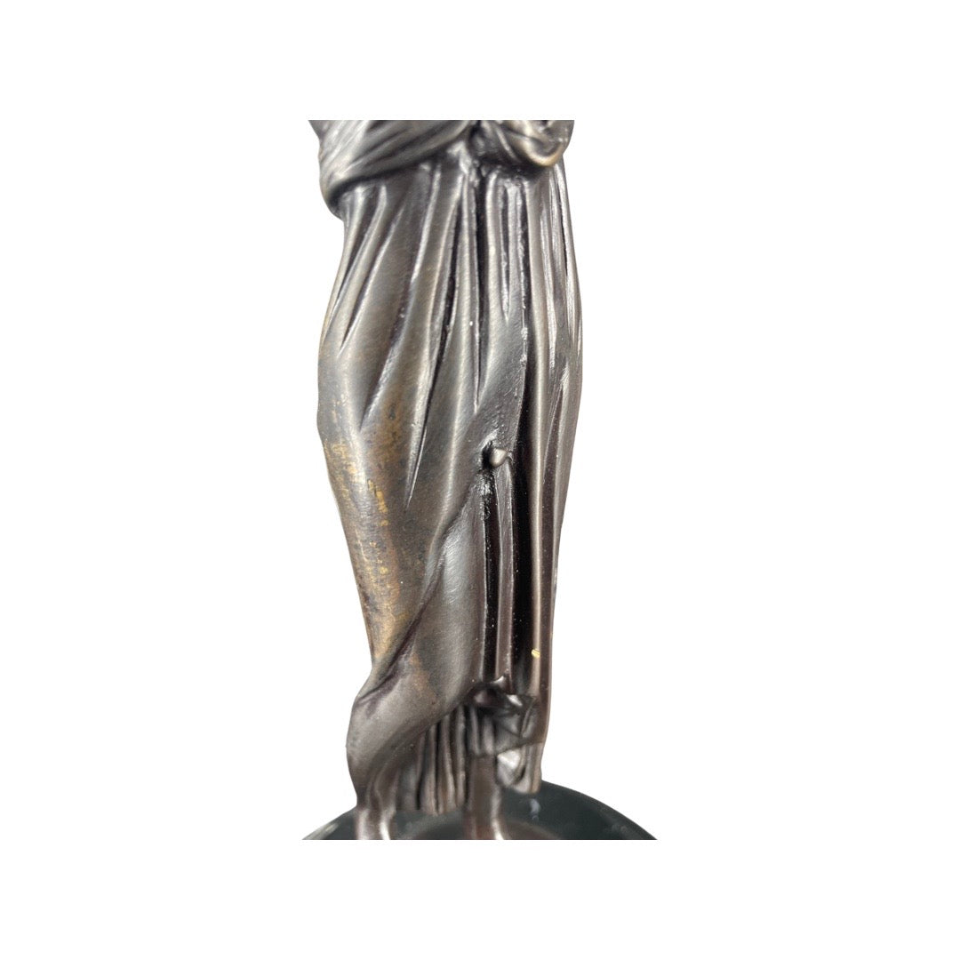 Sculpture Femme en Bronze Tenant une Coupe Socle Marbre